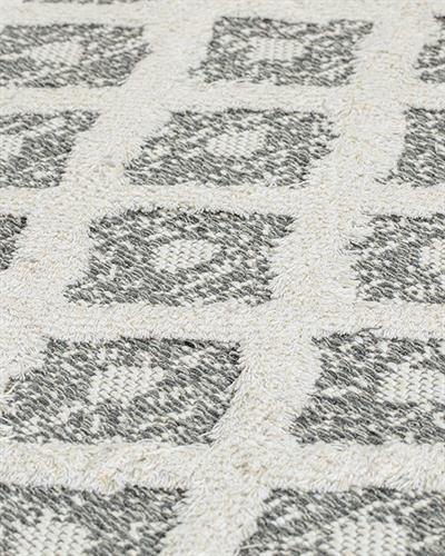 Moroccan Килим Бродирани, Бяло- Сиво, 77 X 150