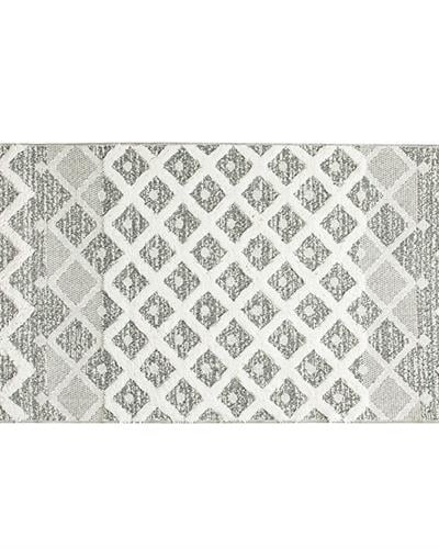 Moroccan Килим Бродирани, Бяло- Сиво, 77 X 150