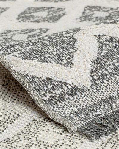 Moroccan Килим Бродирани, Бяло- Сиво, 77 X 150