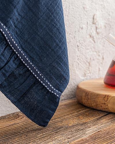 Müslin Кърпа За Изсушаване С Волан, Памучен, Тъмно Синьо., 40 X 60 Cm