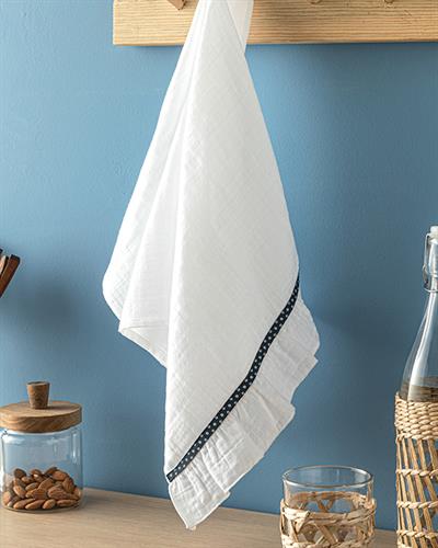 Müslin Кърпа За Изсушаване С Волан, Памучен, Бяло, 40 X 60 Cm