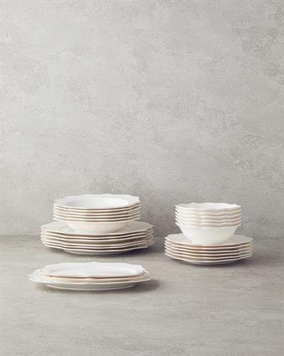 Napoli Комплект За Хранене Костен порцелан 27 части за 6 души Сребърен.