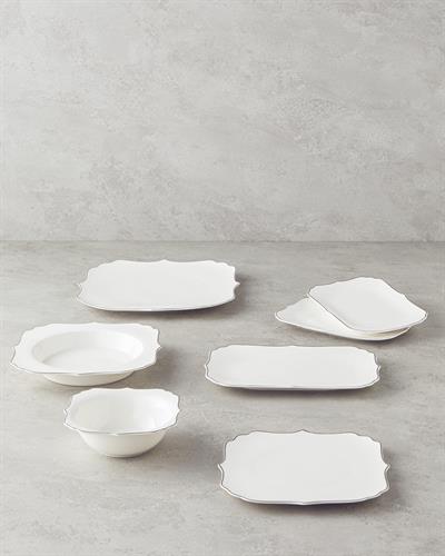 Napoli Комплект За Хранене Костен порцелан 27 части за 6 души Сребърен.