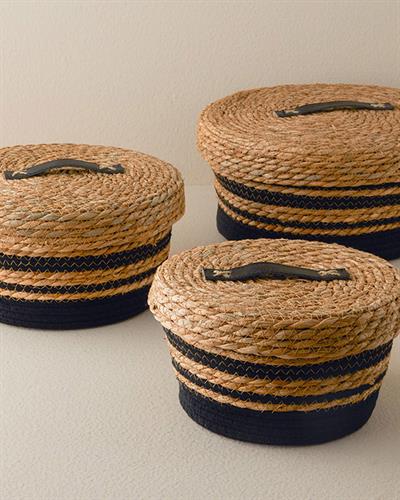 Natura Stripe Кошница Слама 22x12 см Натурален..