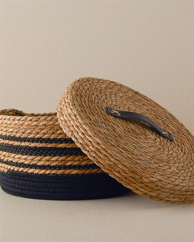 Natura Stripe Кошница Слама 32x16 см Натурален..