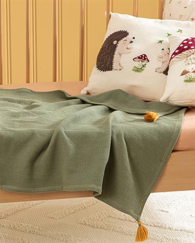 Natural Бебешка Покривка Памучен, Зелено, 80 X 120 Cm