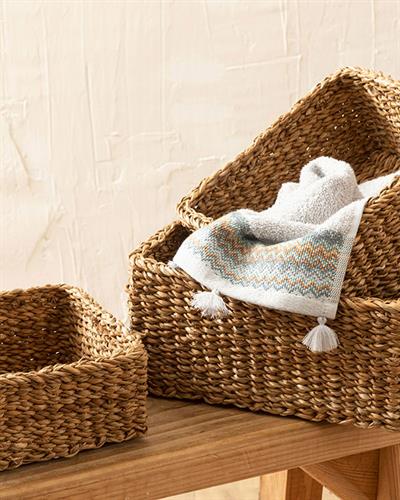 Natural Story Кошница Слама 18x18x8см Кафяв