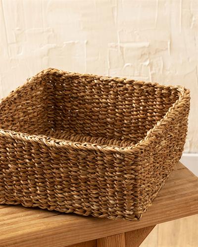 Natural Story Кошница Слама 26x26x12см Кафяв