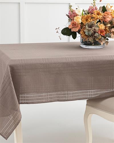 Navy Покривка За Маса Ажурен, Полиестер, Тъмно Бежово, 150 X 200 Cm