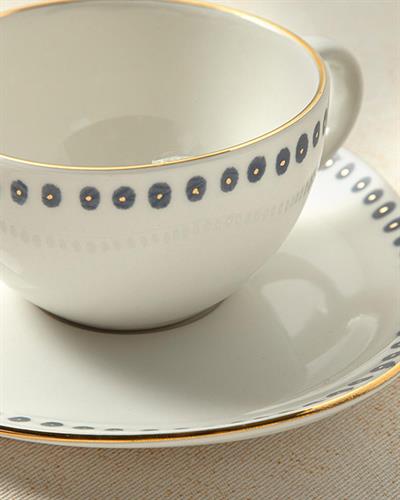 Navy Dots Комплект Чаени Чаши 4 Бр. За 2 Души, Порцелан, Синьо Бяло, 200 Ml