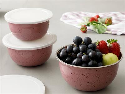 Nelly КУТИЯ ЗА СЪХРАНЕНИЕ 3 бр. Неръждаема стомана 14 - 16 - 18 cm Pink