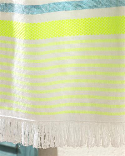 Neon Stripe Плажна Хавлия На Райета, Тюркоазено-Зелено, 70 X 150 Cm