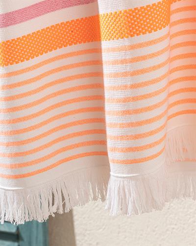 Neon Stripe Кърпа За Плаж на райе 70x150 см Розов - Оранжев