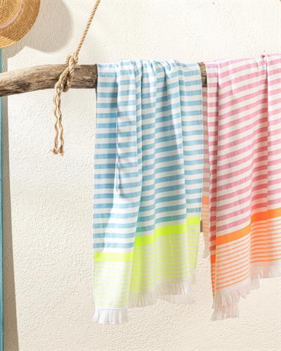 Neon Stripe Кърпа За Плаж на райе 70x150 см Розов - Оранжев