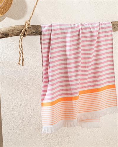 Neon Stripe Кърпа За Плаж на райе 70x150 см Розов - Оранжев