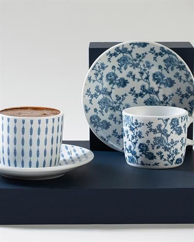 New Retro Сервиз За Кафе 4 Бр. За 2 Души, Порцелан, Тъмно Синьо, 80 Ml