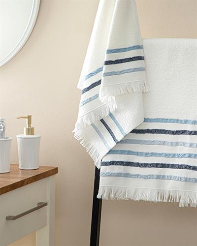 New Retro Хавлия За Баня Компл Памучен, Синьо, 50 X 85Cm + 70 X 150Cm