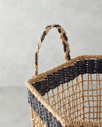 Nilda Кошница Хартиено влакно 35x35 см Натурален - Черен