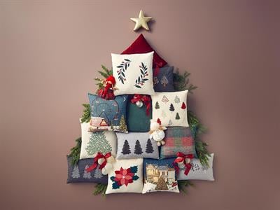 Nina Cover Throw Pillows 43x43 cm Red-Green