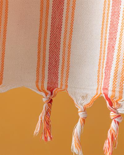 Nina Cottony Striped Peshtemal 90x160 cm Orange-Yellow