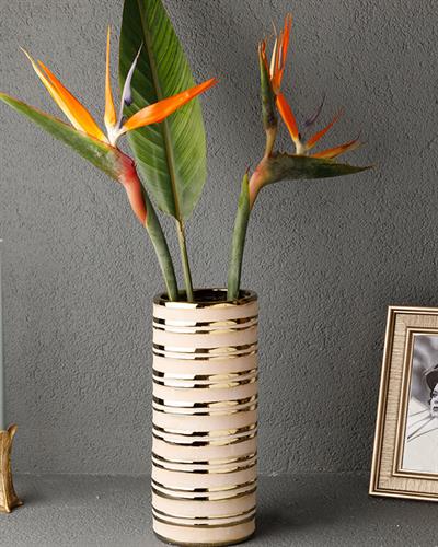 Noble Ваза Каменна керамика 12,5x12,5x28 см Златен