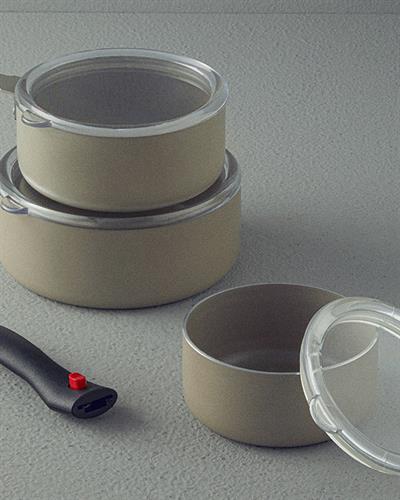 Nova Комплект Готвене Съхраняване 7 части Алуминий 12-14-16 см Бежов