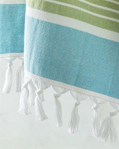 Nova Плажна Хавлия С Ресни, Памучен Полиестер, Екрю-Зелено-Жълто, 75 X 150 Cm