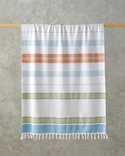 Nova Кърпа За Плаж С ресни Памучен 90x150 cm Екрю - Зелен - Жълт