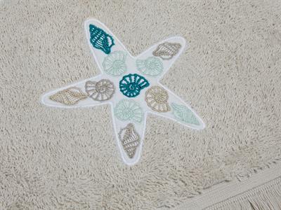 Ocean Tears ХАВЛИЯ ЗА ЛИЦЕ С пискюли Бродирани 50x80 cm Sand