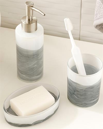 Ocean Waves Glass 3 pcs Bathroom Set Gray
