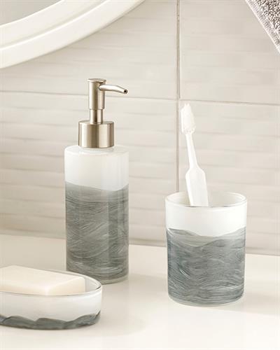 Ocean Waves Glass 3 pcs Bathroom Set Gray