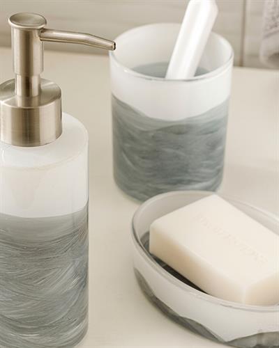 Ocean Waves Glass 3 pcs Bathroom Set Gray