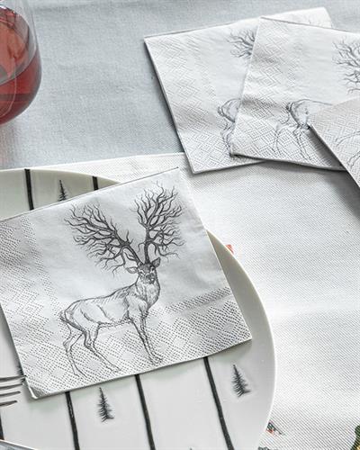 Oh Deer Хартийни Салфетки 20 Бр., Хартия, Сиво, 25 X 25 Cm