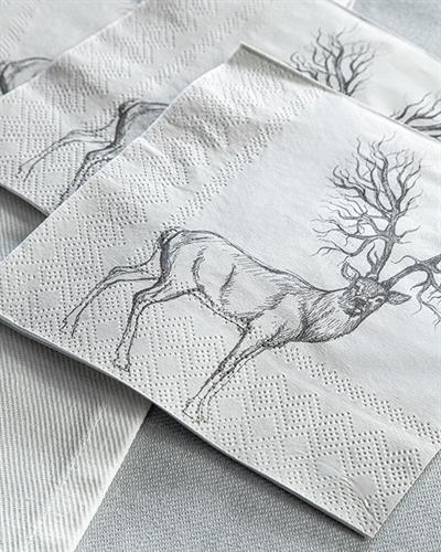 Oh Deer Хартийни Салфетки 20 Бр., Хартия, Сиво, 25 X 25 Cm