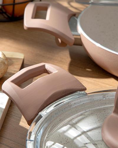 Olea Granite 3 Pieces Shallow Pan Set 18-20-22 cm Rose Color