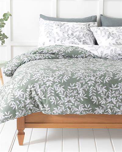 Olive Twig Crêpe King Size Duvet Cover Set 240x220 cm Olive Green