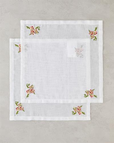 Салфетки За Гости 2 бр. Полиестер 40x40 см Бял - Червен