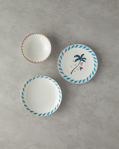 Orange Carny Купа Костен порцелан 15 см Оранжев - Син