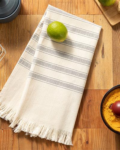 Organic Striped Кърпа За Изсушаване Памучен, Сиво, 40 X 60 Cm