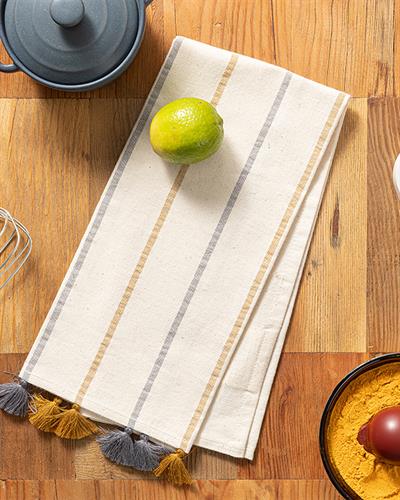 Organic Striped Кърпа За Изсушаване Памучен, Естествен, 40 X 60 Cm