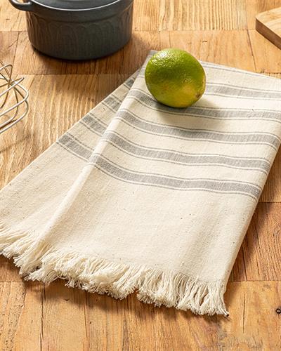 Organic Striped Кърпа За Изсушаване Памучен, Сиво, 40 X 60 Cm