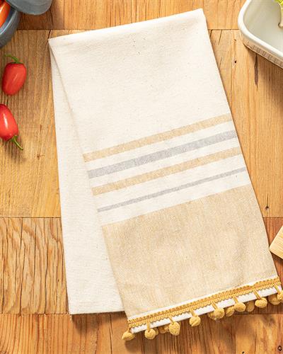 Organic Striped Кърпа За Изсушаване Памучен, Горчица, 40 X 60 Cm