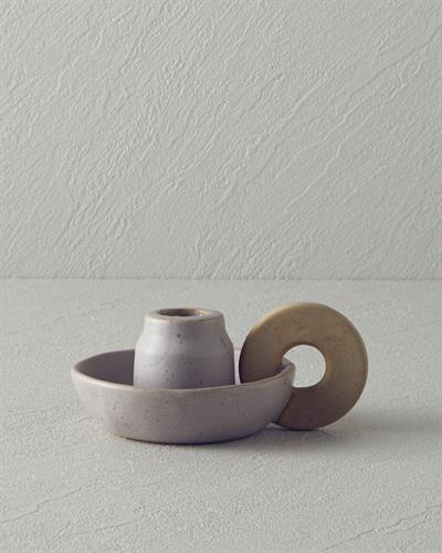 Oria Свещник Керамика 13x9.8x5.5 см Сив