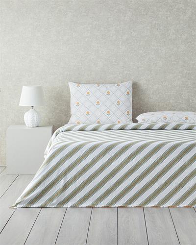 Ornament Blossom Спален Комплект Единичен Памучен 160x220 см Зелен - Жълт