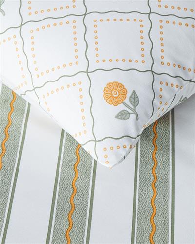 Ornament Blossom Спален Комплект Единичен Памучен 160x220 см Зелен - Жълт