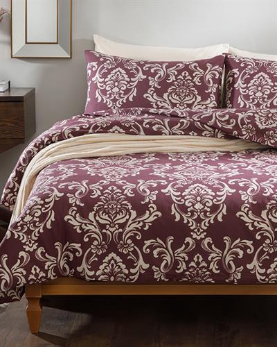 Ornamental Damasque Спален Комплект Кралски размер Памучен 240x220 см Дамсон