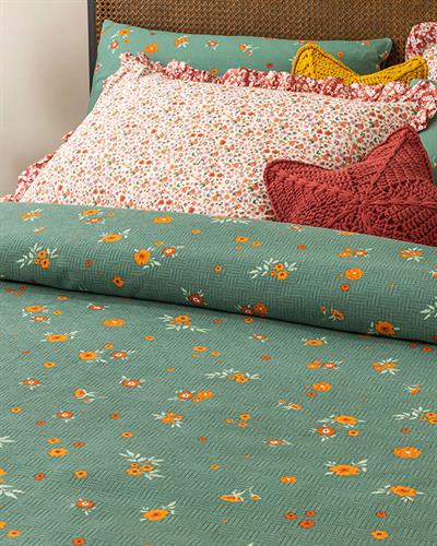 Ornamental Garden Пике Двоен Размер, Отпечатан, Зелено, 200 X 220 Cm