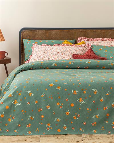 Ornamental Garden Пике Двоен Размер, Отпечатан, Зелено, 200 X 220 Cm