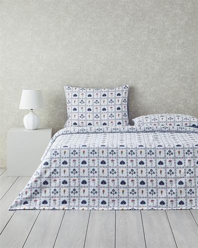 Ornate Fancy Спален Комплект Двоен Памучен 200x220 см Син