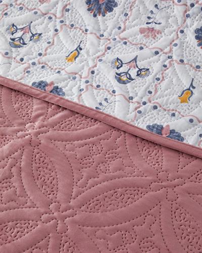 Ornate Fancy Комплект Кувертюра За Легло Двоен Кадифе 200x220 см Пепел от рози